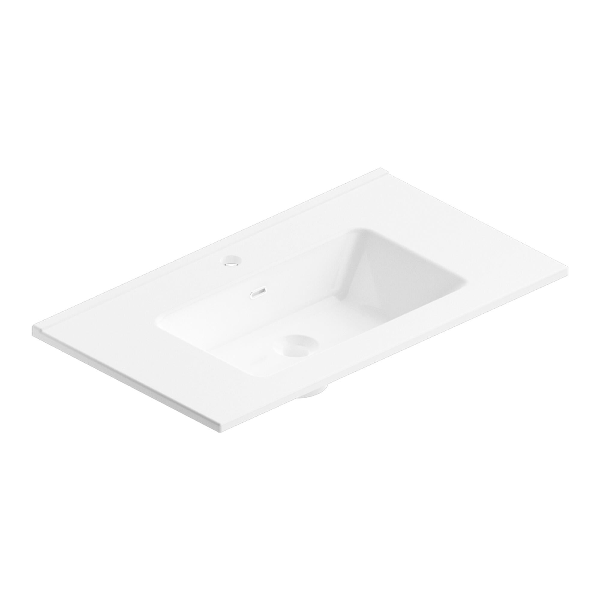 Lavabo a incasso rettangolare vasca centrale Jnka L 81 x H 18 x P 46.5 cm in ceramica bianco lucido - 11