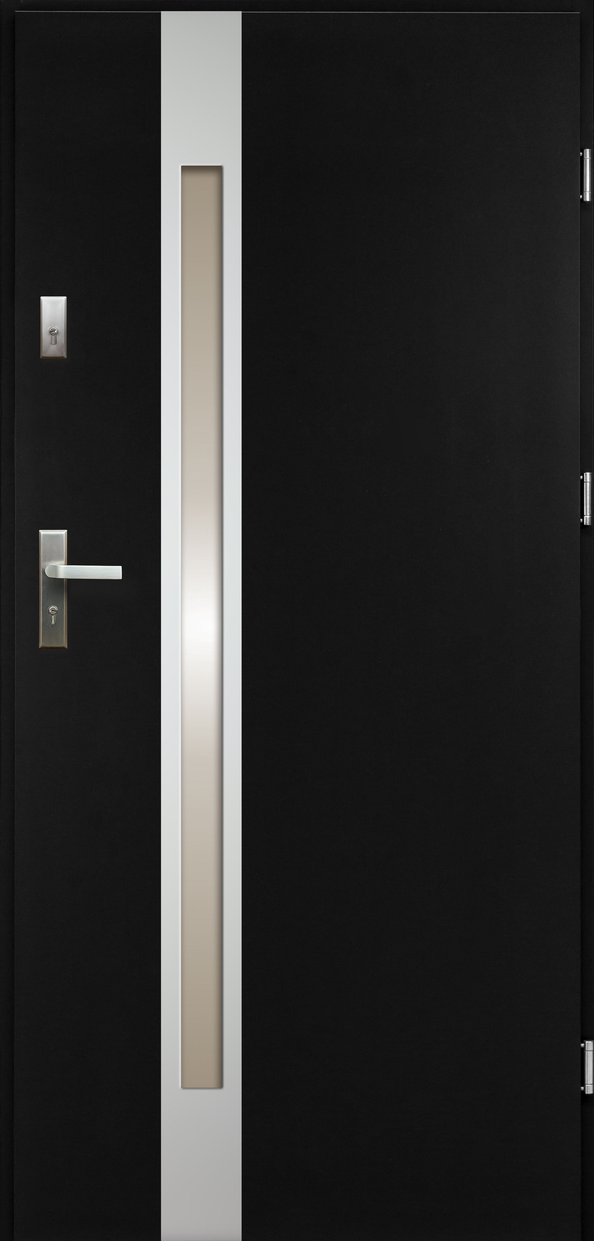 Drzwi zewnętrzne stalowe wejściowe Temidas czarne antracytowe 90 prawe OK Doors Trendline