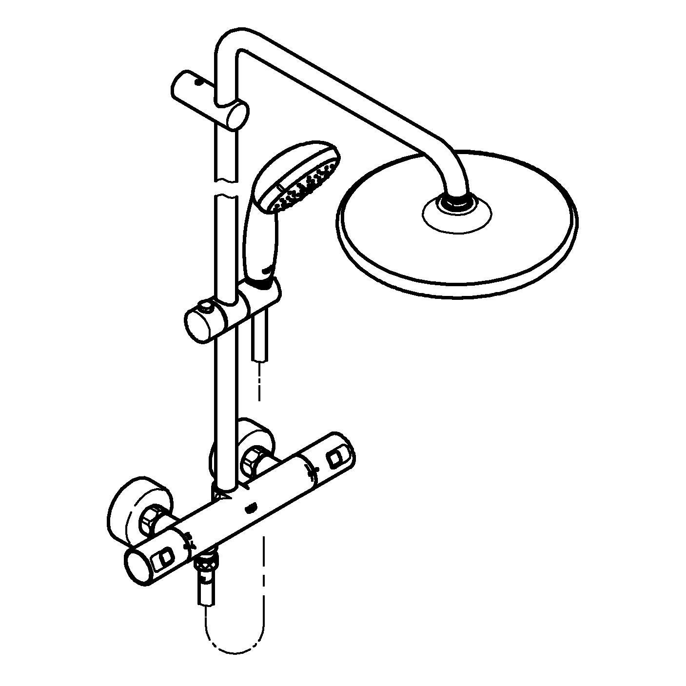 Conjunto de duche com torneira termostática preto 175 cm Grohe Vitalio - 11