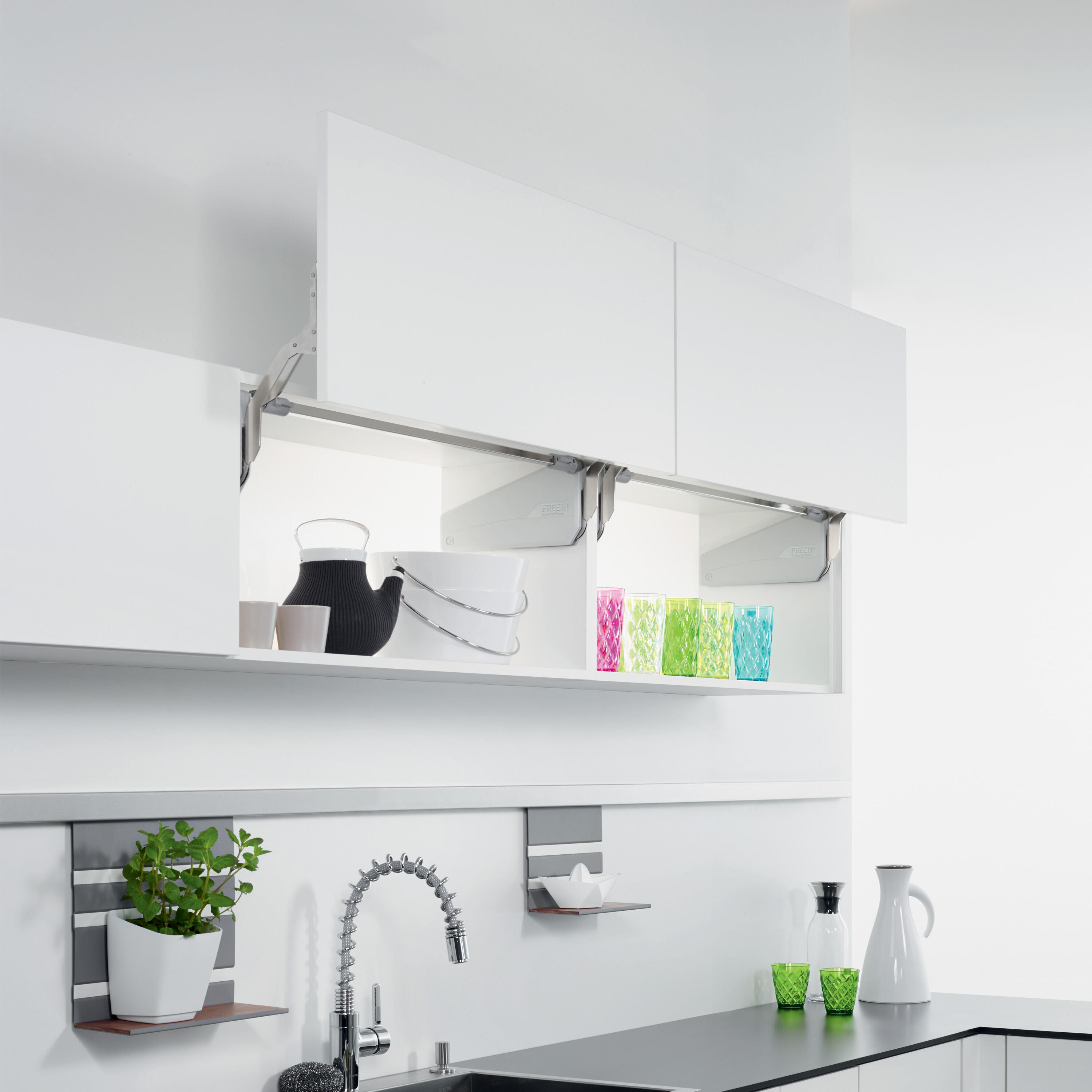 Lot de 2 systèmes de porte relevable ouverture parallèle charge maxi 3.8kg - 3