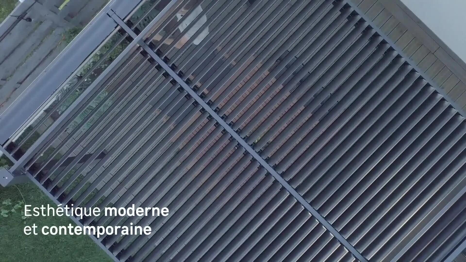 Pergola bioclimatique autoportante NATERIAL Odyssea alu gris anthracite, 11.52 m² - 14