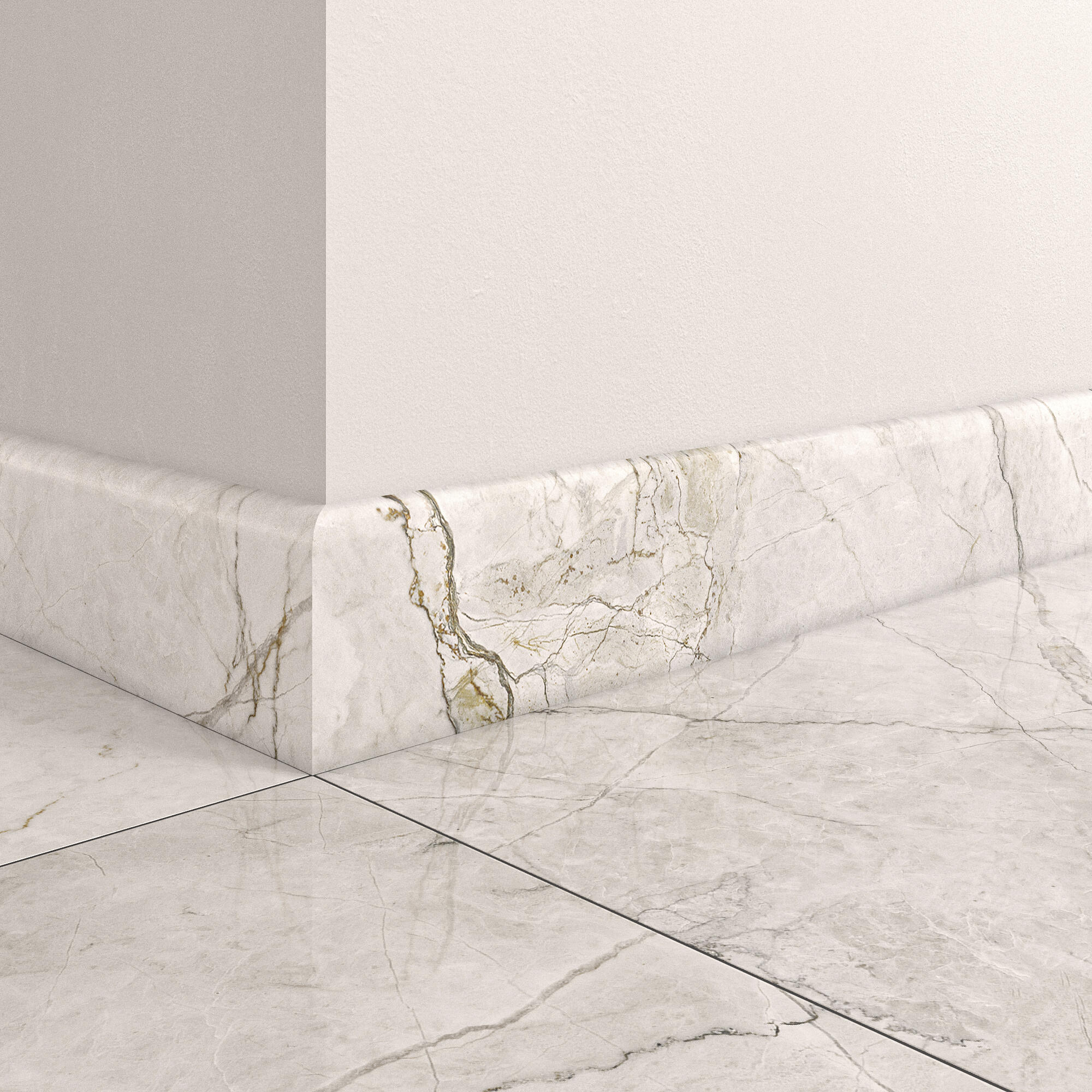 Lot de 4 plinthes carrelage Décor blush blanc brillant, Ht.  x L. 60 cm, Ep.9 mm - 2