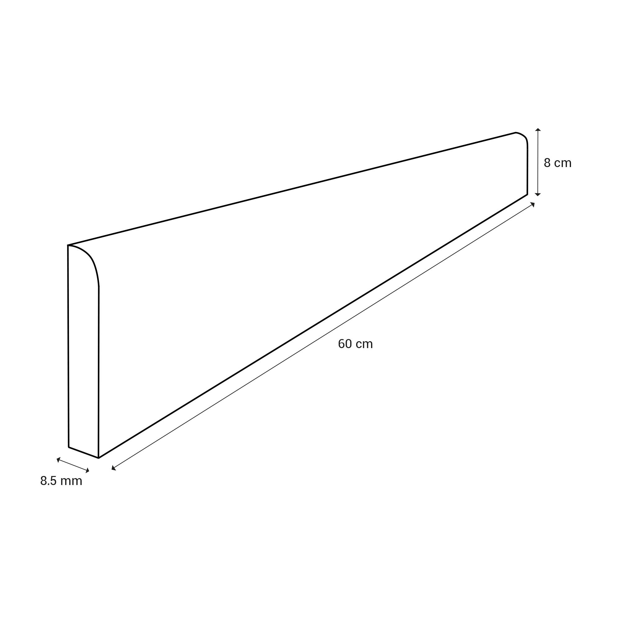 Lot de 4 plinthes carrelage Décor blush noyer, Ht.  x L. 60 cm, Ep.9 mm - 3