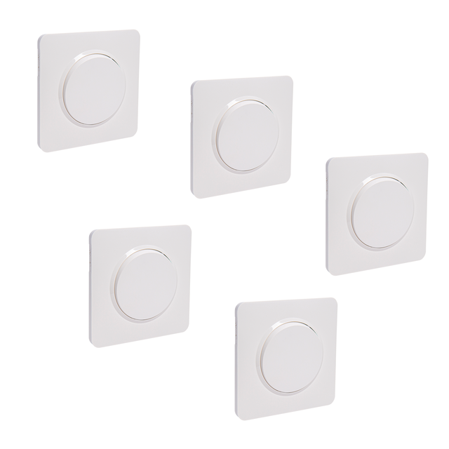 Lot de 5 interrupteurs va-et-vient complet, LEXMAN Lumia, blanc