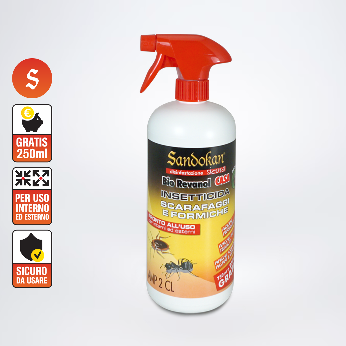 Insetticida liquido per acari e cimice e formiche e ragni e scarafaggi SANDOKAN 1 L - 4
