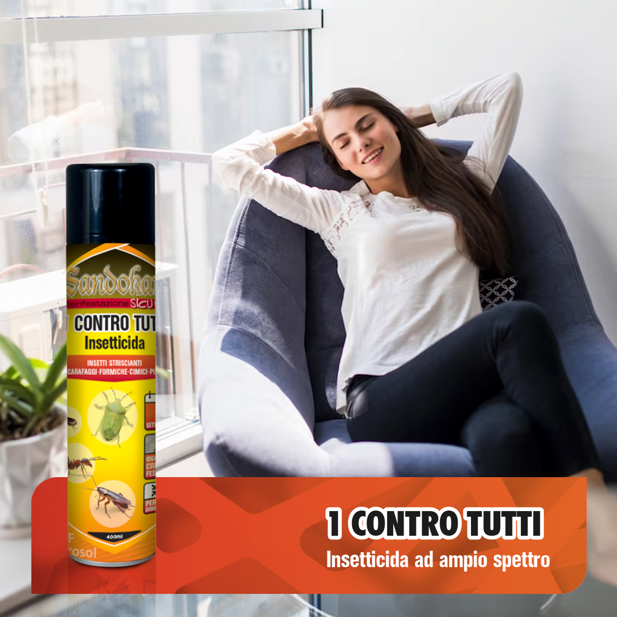Insetticida spray per cimice e formiche e ragni e scarafaggi SANDOKAN 400 ml - 2