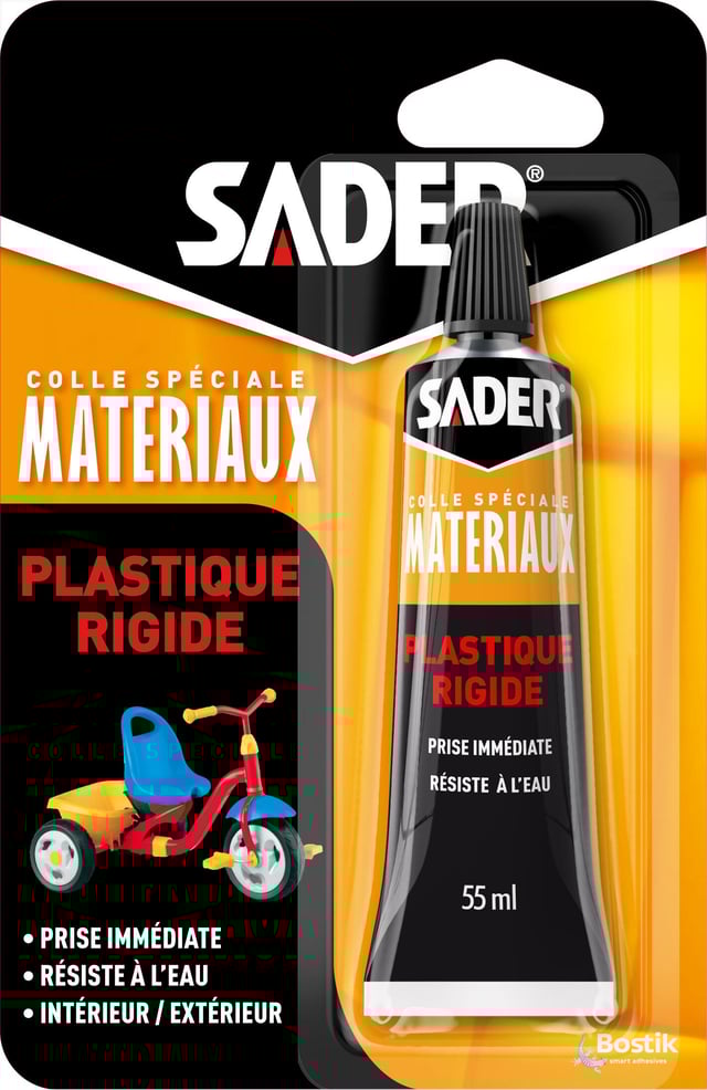Colle de réparation Cyanoacrylate Spéciale matériaux plastique rigide SADER, 55m