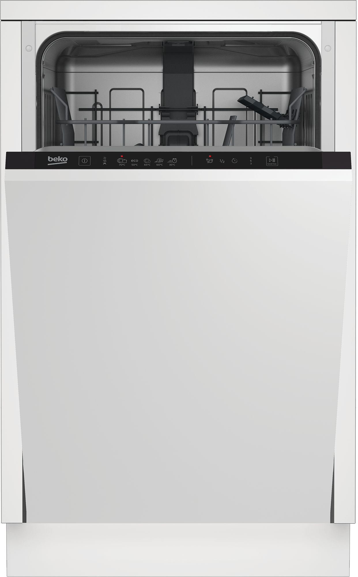 lavavajillas integrable beko dis35023 10 cubiertos 5 programas con inicio diferido blanco 45cm clase e