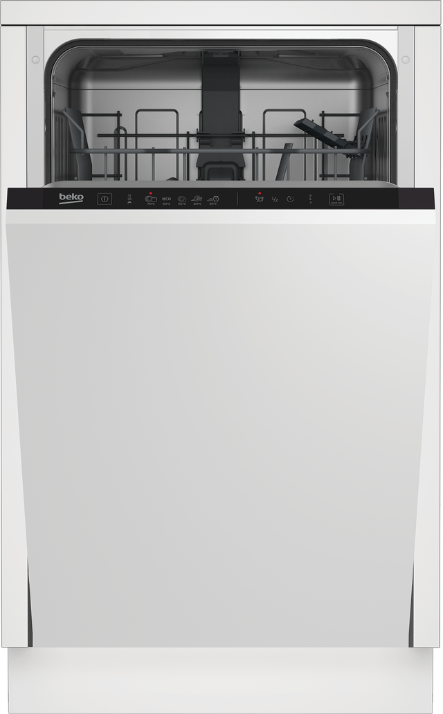 Lavavajillas integrable BEKO DIS35023 10 cubiertos 5 programas con inicio diferido blanco 45cm clase E