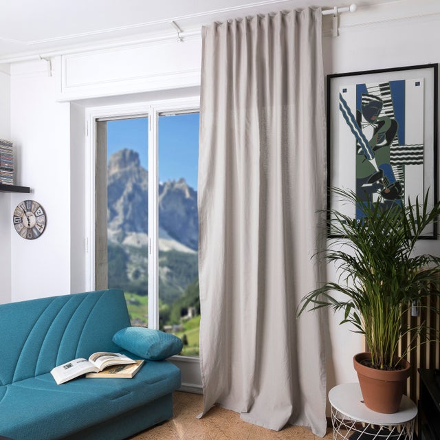 Tenda Lenila bianco naturale semi filtrante, fettuccia e passanti nascosti 140x280 cm