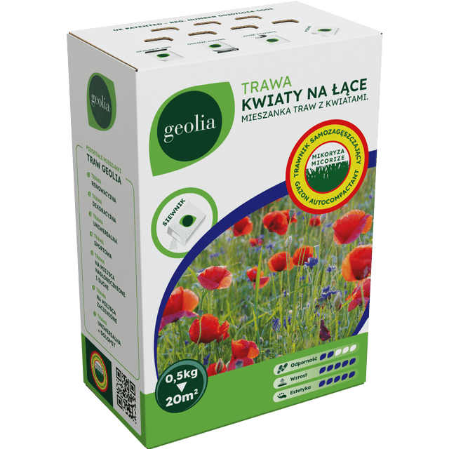 Nasiona trawy kwiaty na łące + mikoryza 0.5kg Geolia