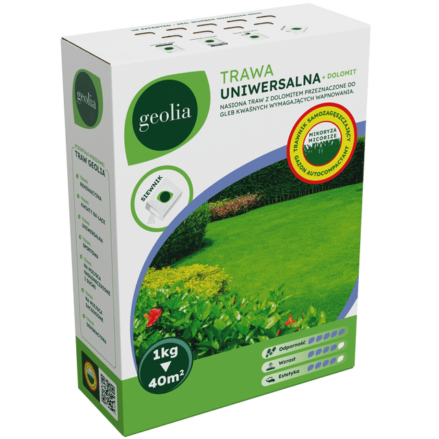 Nasiona trawy uniwersalnej + mikoryza + dolomit 1kg Geolia