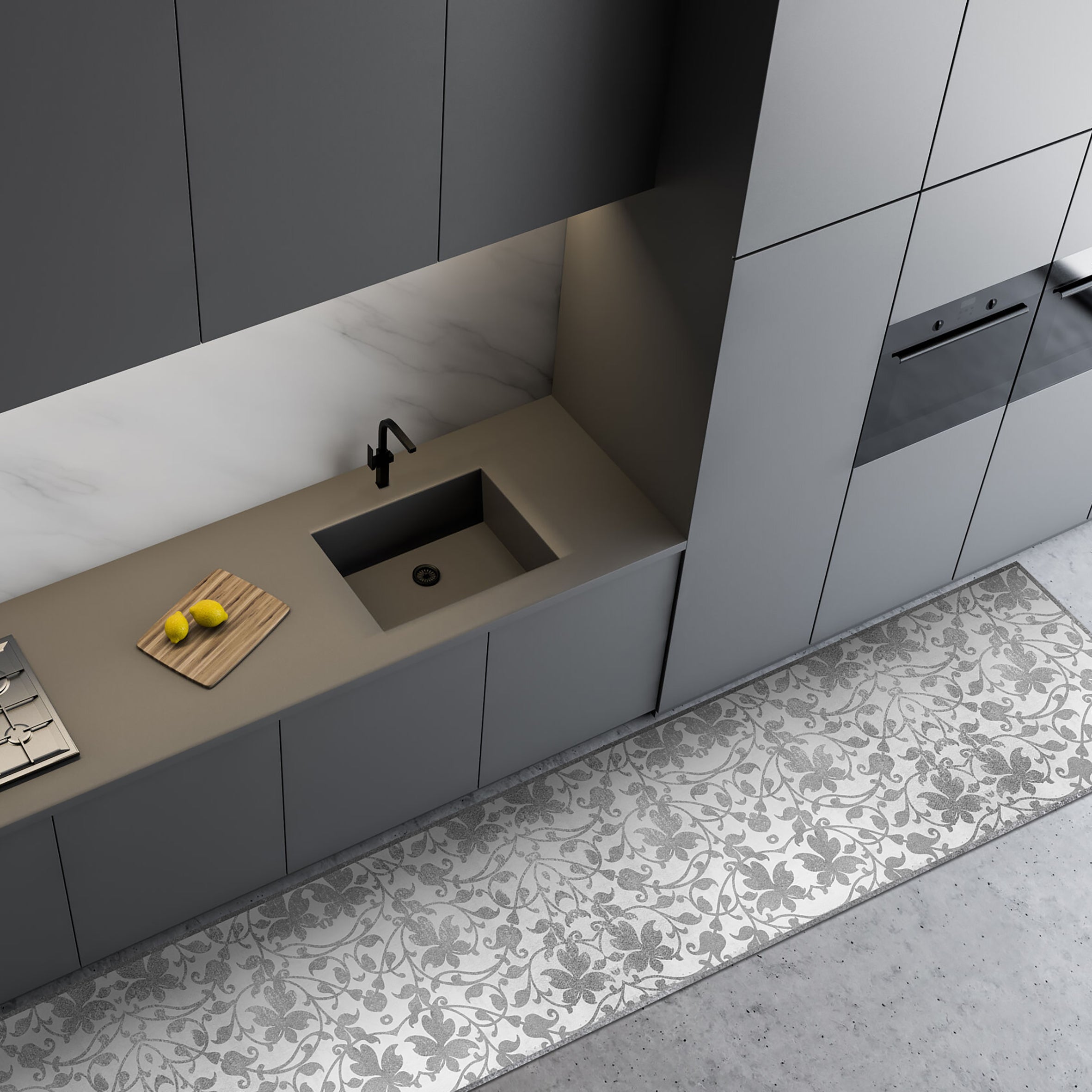 Passatoia Su Misura In Stile Classico, Larghezza 67 Cm, Colore Grigio, Venduta Al Metro, Fondo In Juta Antiscivolo - 3