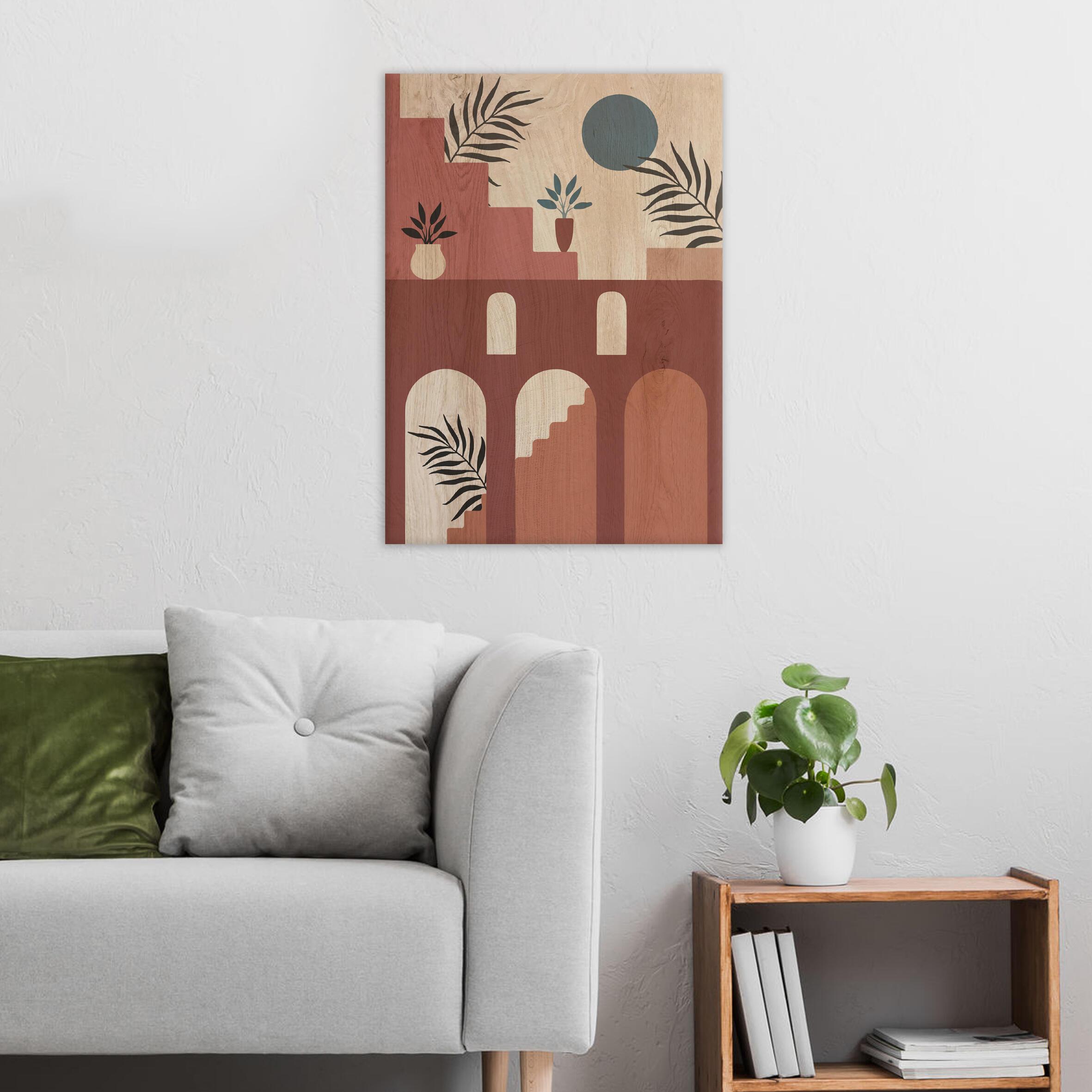 Objeto decorativo sin marco Abstracto rectangular de 30 x 42 cm. MDF Architecture marrón - 5