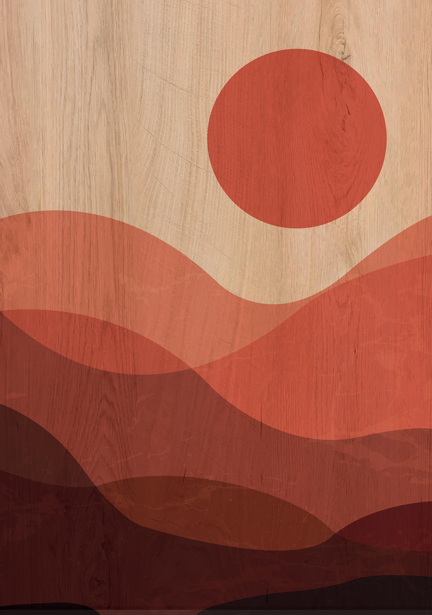 Objeto decorativo sin marco Abstracto rectangular de 30 x 42 cm. MDF Desert Sunset marrón - 6