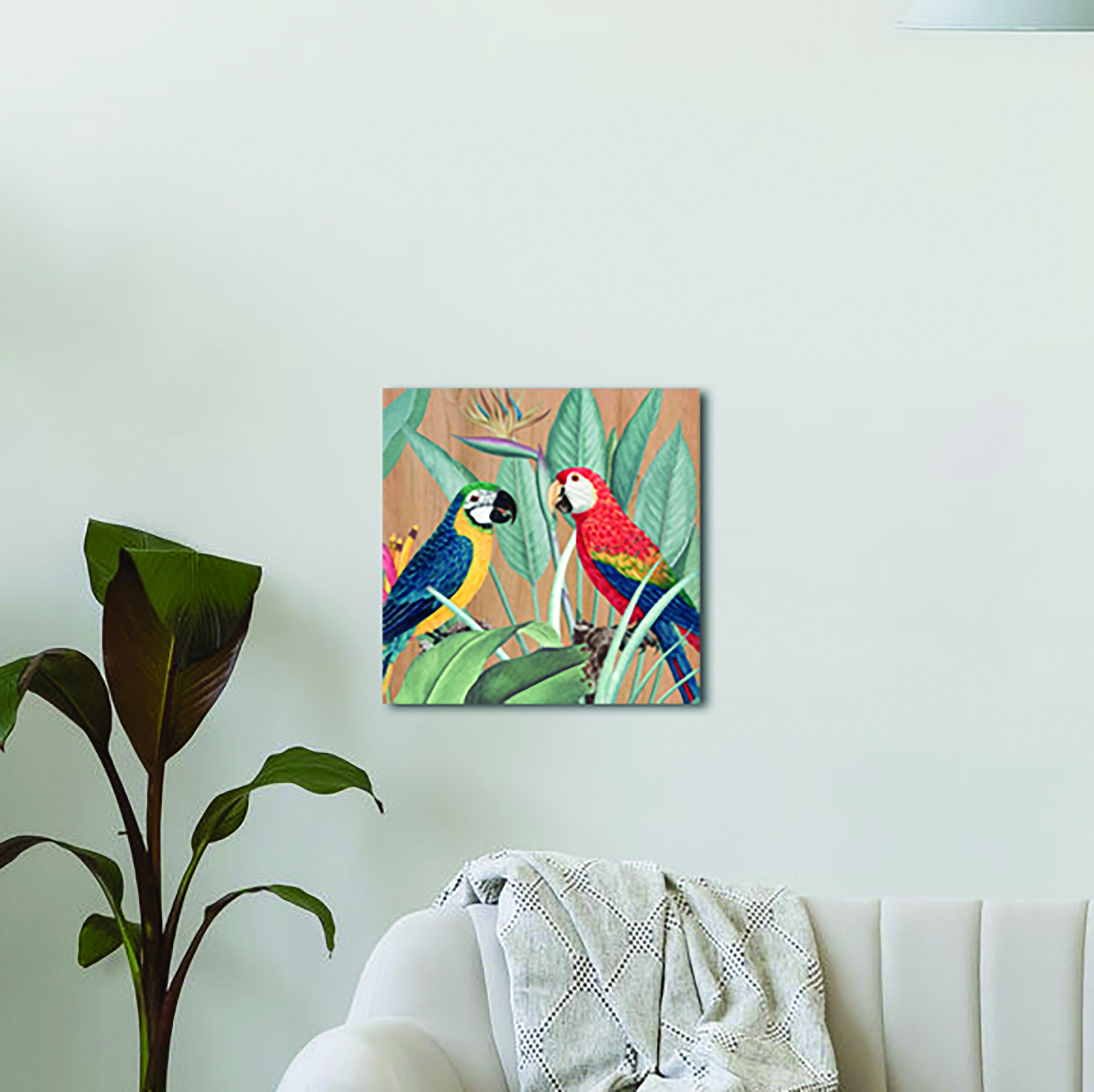 Decorazione da parete su mdf Pappagalli, multicolore 29 x 29 cm - 4