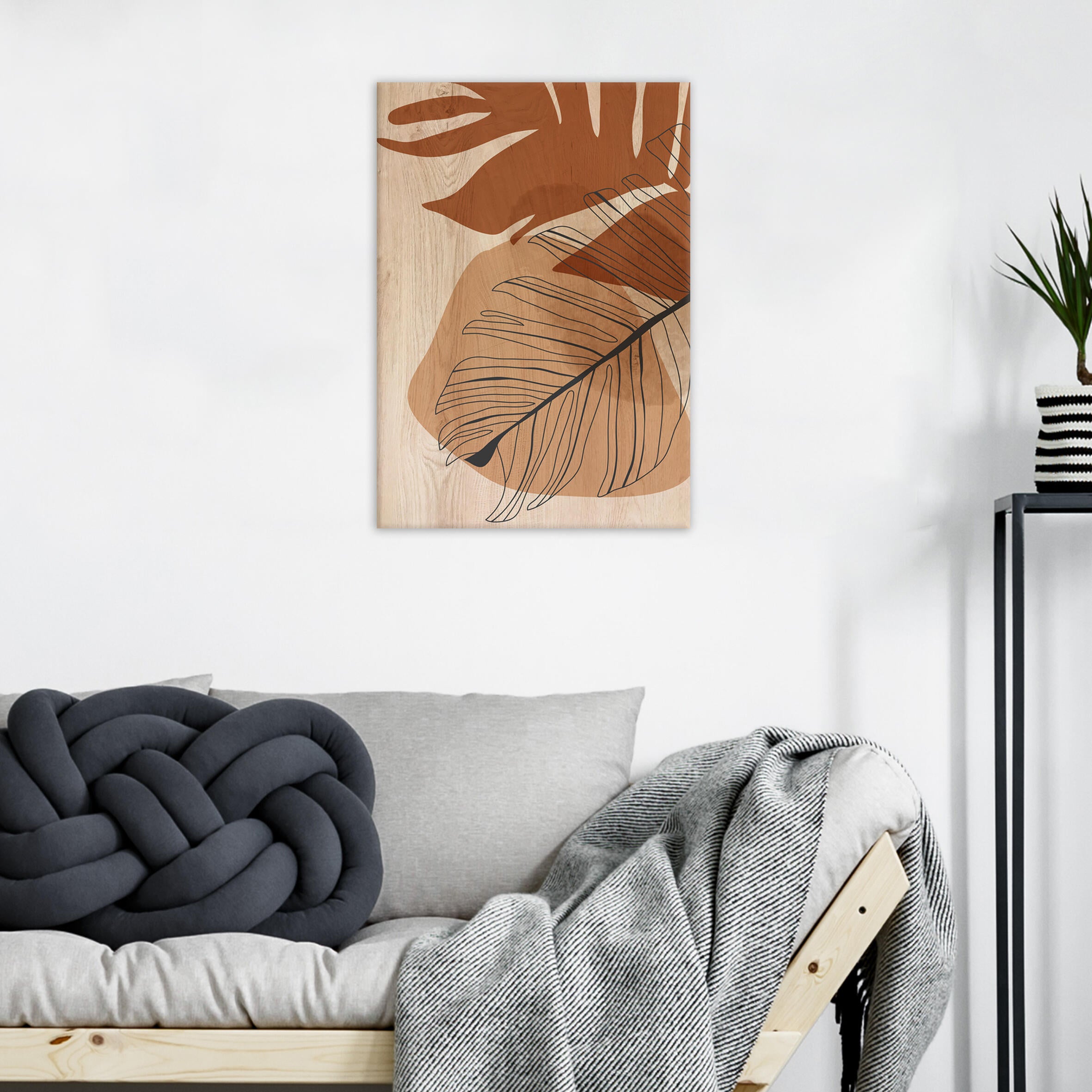 Objeto decorativo sin marco Naturaleza rectangular de 30 x 42 cm. MDF Block 3 marrón - 5