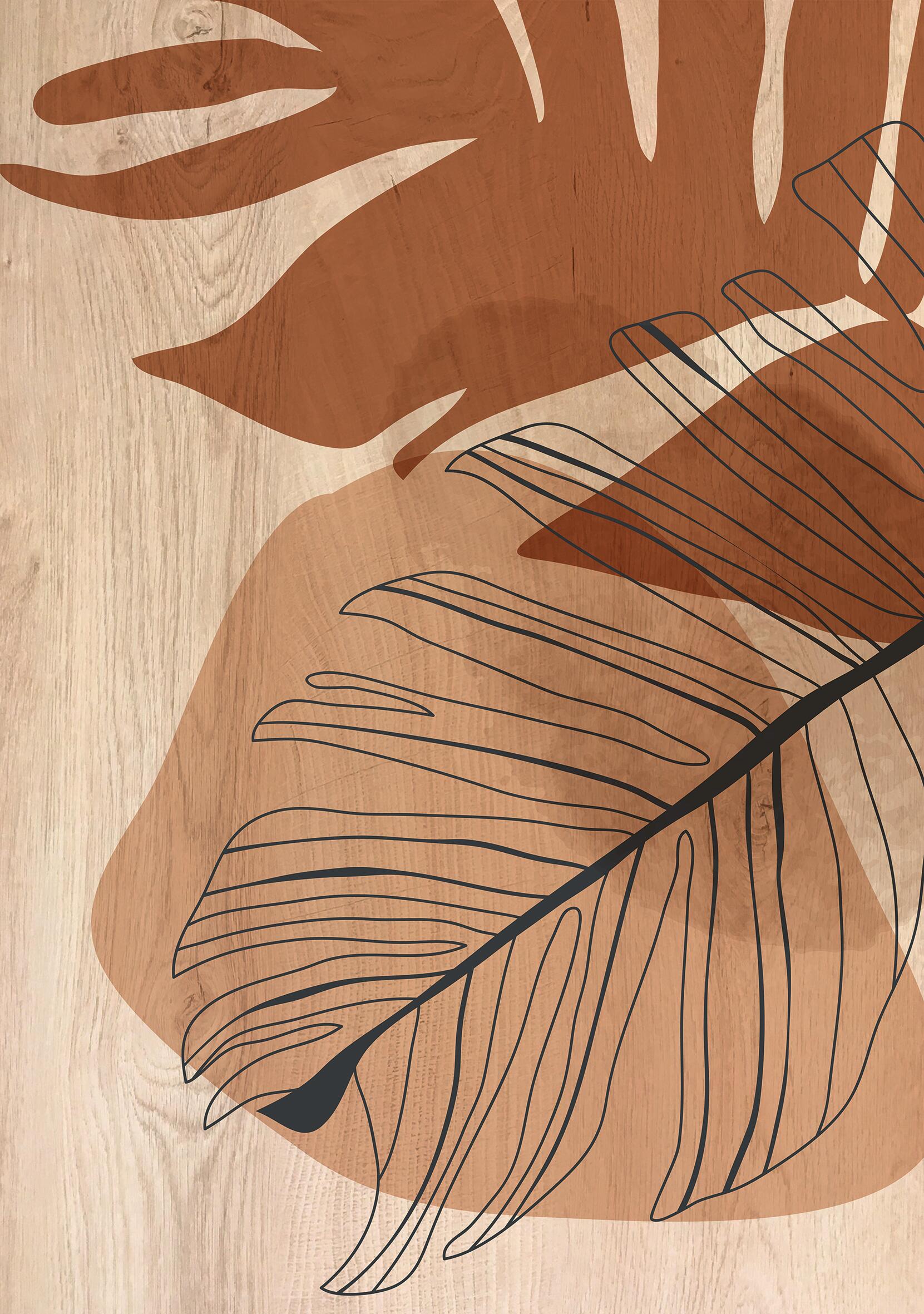 Objeto decorativo sin marco Naturaleza rectangular de 30 x 42 cm. MDF Block 3 marrón - 6