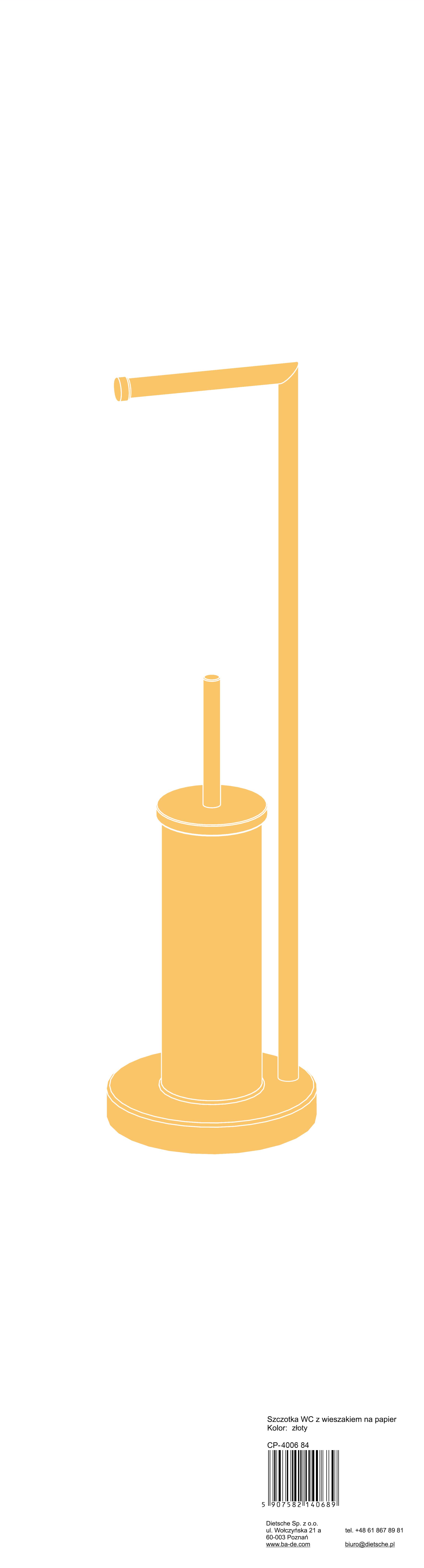 Stojak na papier toaletowy Złoty i szczotkę WC - 4