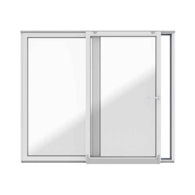 Okno PCV 2-szybowe tarasowe PSK+FIX antracytowe 2700x2300 mm przesuwne w lewo