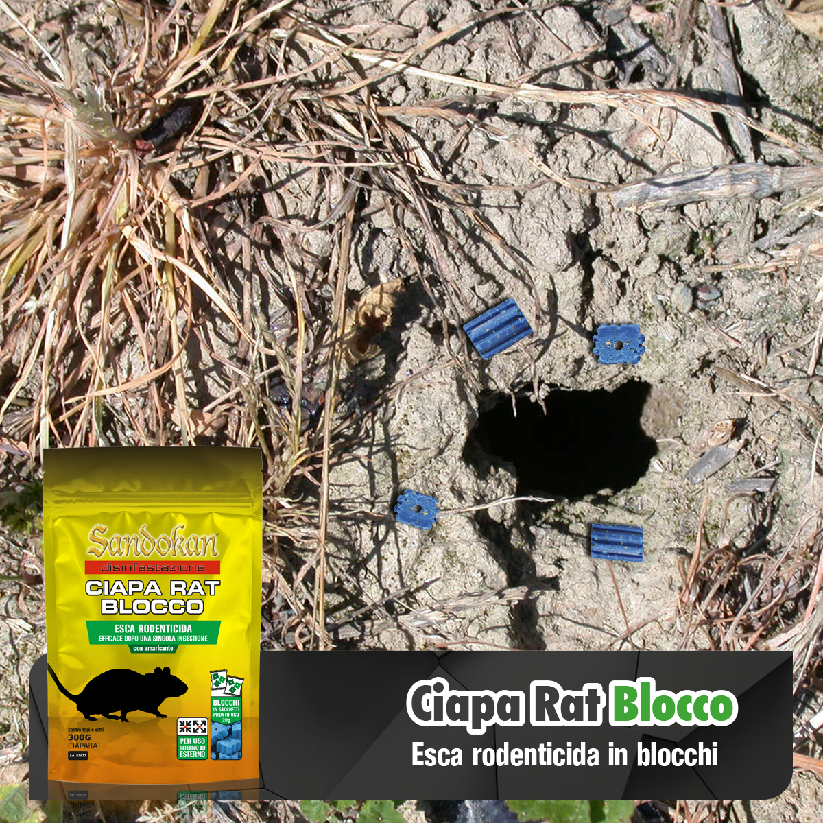 Esca per ratto e topo SANDOKAN Ciapa Rat Blocco 300gr 300 g - 2