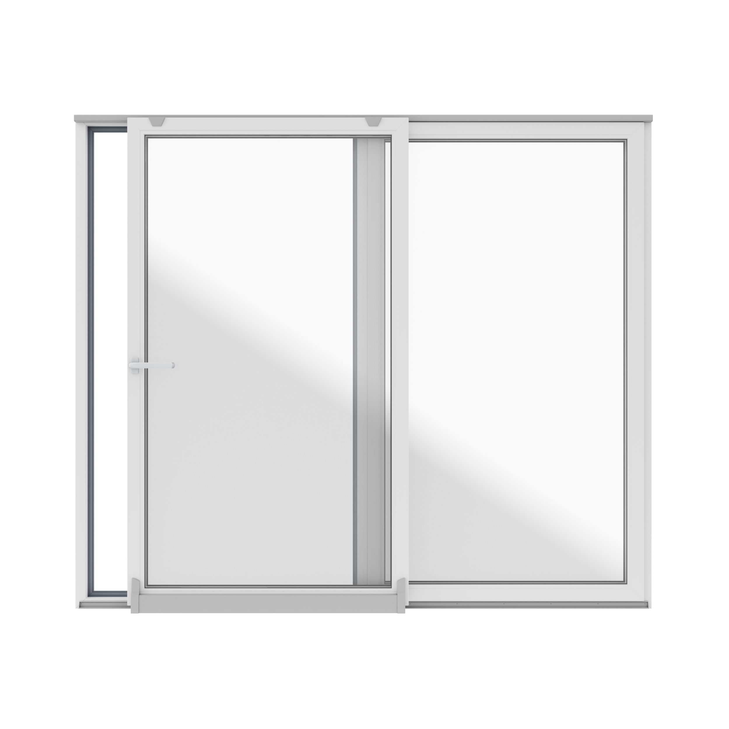 Okno PCV 2-szybowe tarasowe PSK+FIX antracytowe 2700x2300 mm przesuwne w prawo