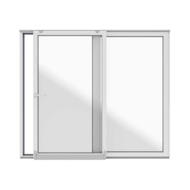 Okno PCV 2-szybowe tarasowe PSK+FIX antracytowe 2700x2300 mm przesuwne w prawo