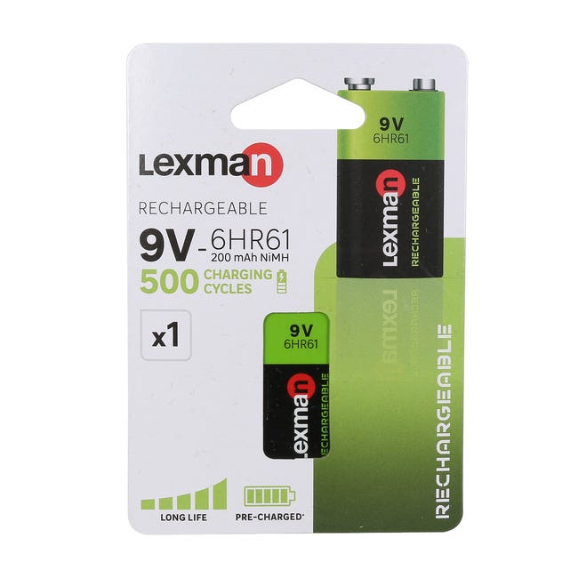 EBL 600mAh 9 Voltios Li-ion Recargable 9V Baterías Ion Litio