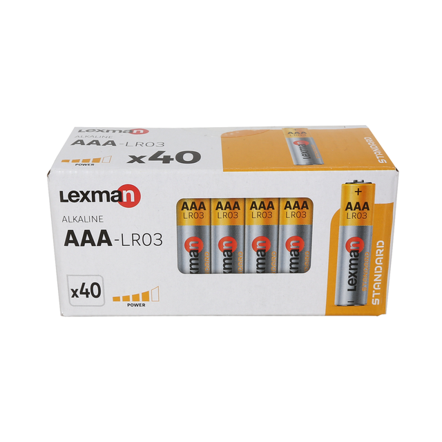 40 Pilhas LR03 AAA alcalina Lexman