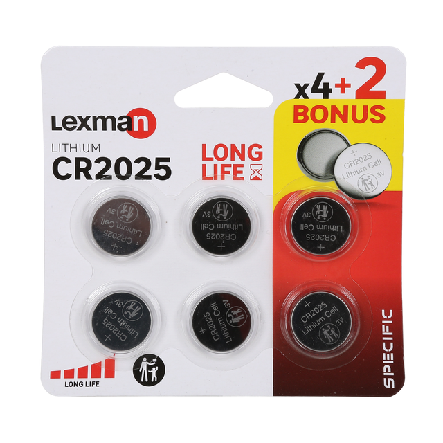 4+2 pilas de litio LEXMAN CR2025