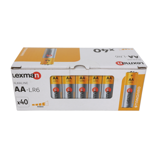 40 Pilhas LR06 AA alcalina Lexman