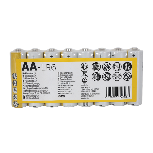 8 Pilhas LR06 AA alcalina