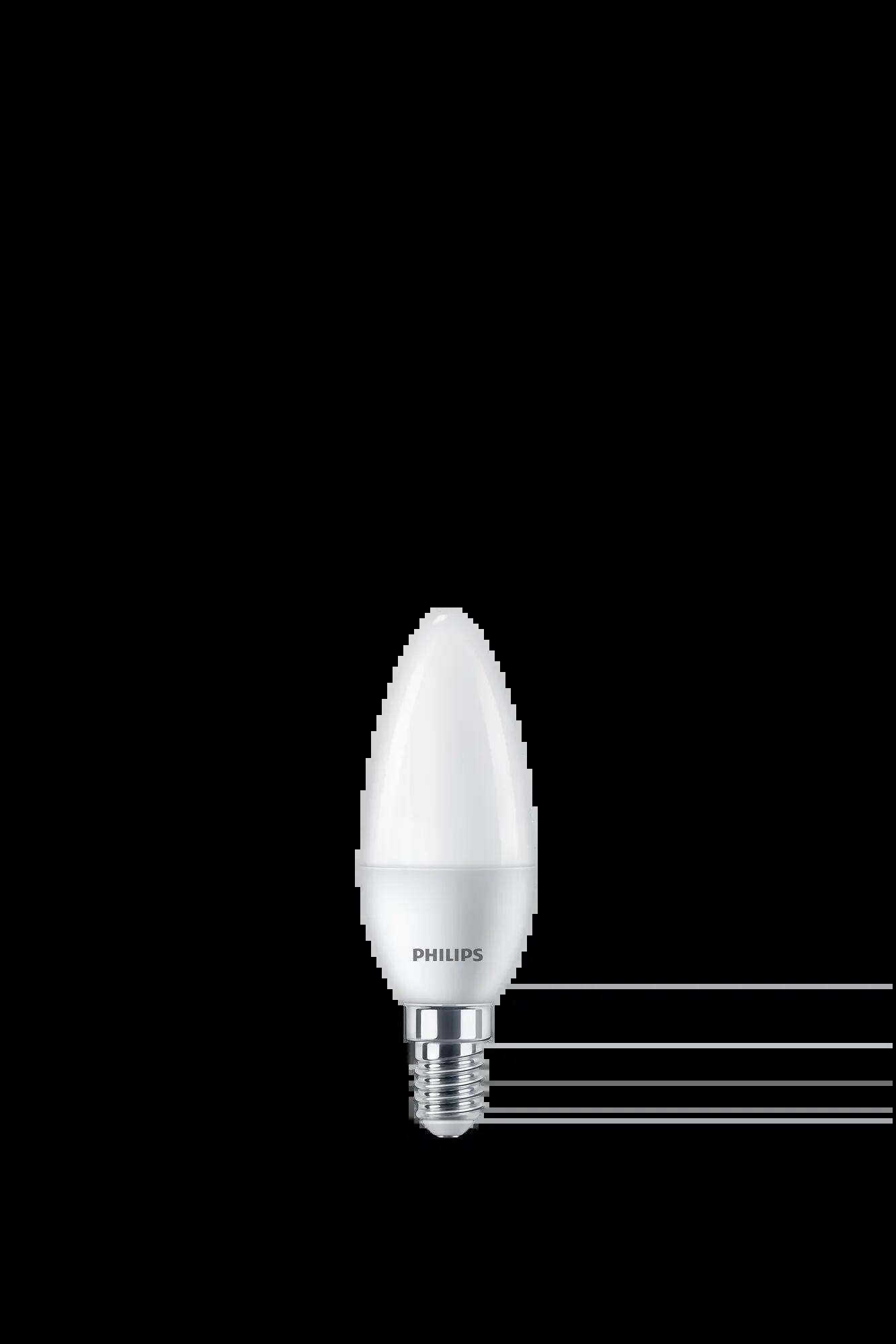 Set da 4 lampadine LED, E14 oliva, opaco, 5.5W = 470 LM (equiv 40 W) classe energetica A, 200°, PHILIPS - 4