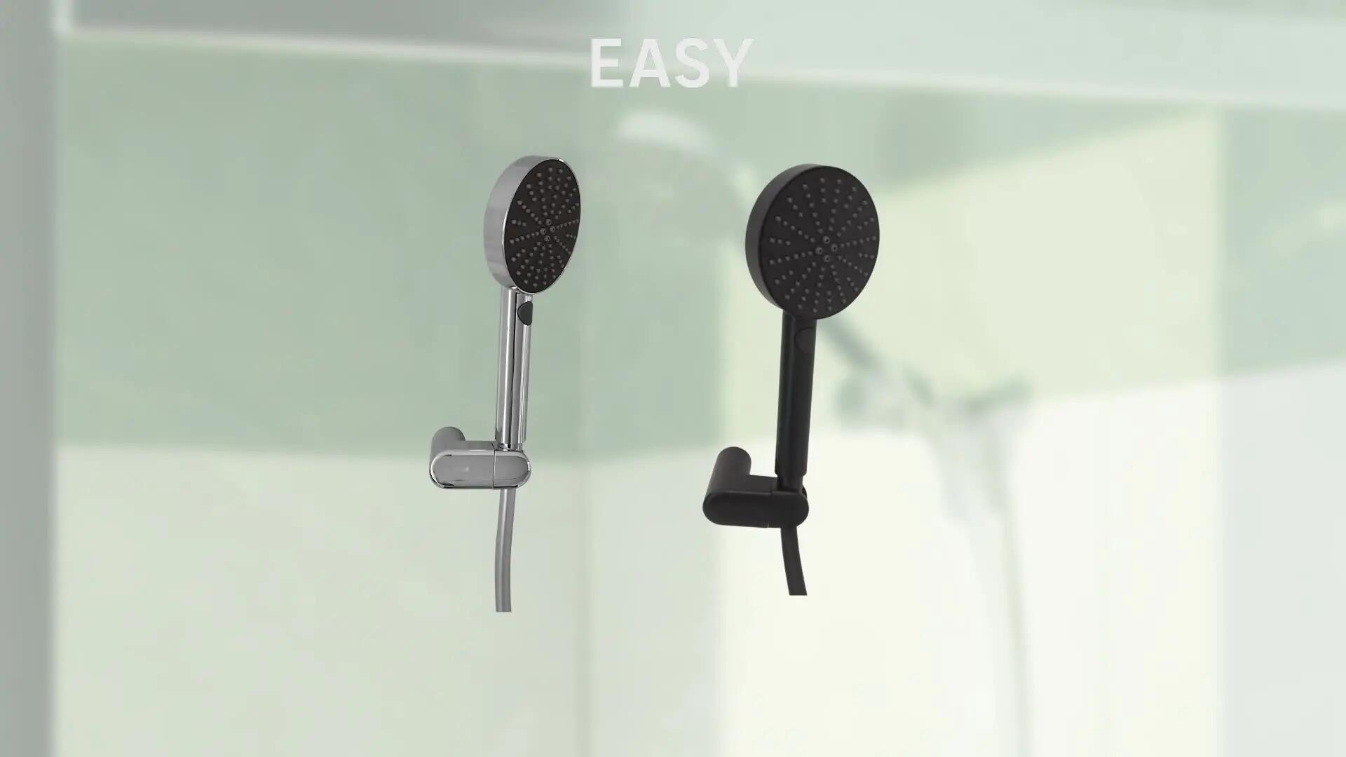 Trio (pommeau de douche, flexible et support de douche) 3 jets noir Easy SENSEA - 2