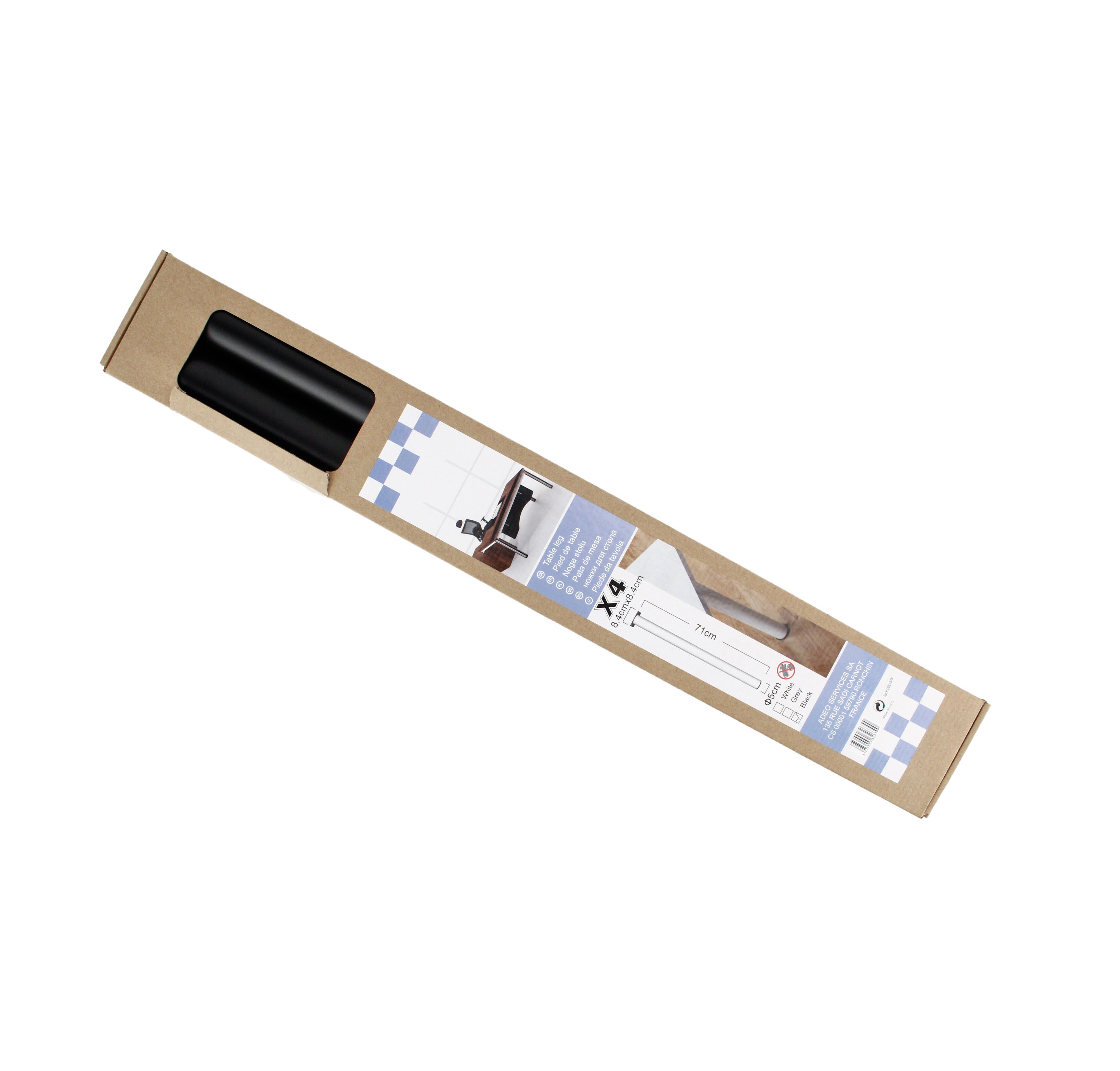 4 pieds de table cylindriques noir, diamètre 5 cm x hauteur 71 cm - 2