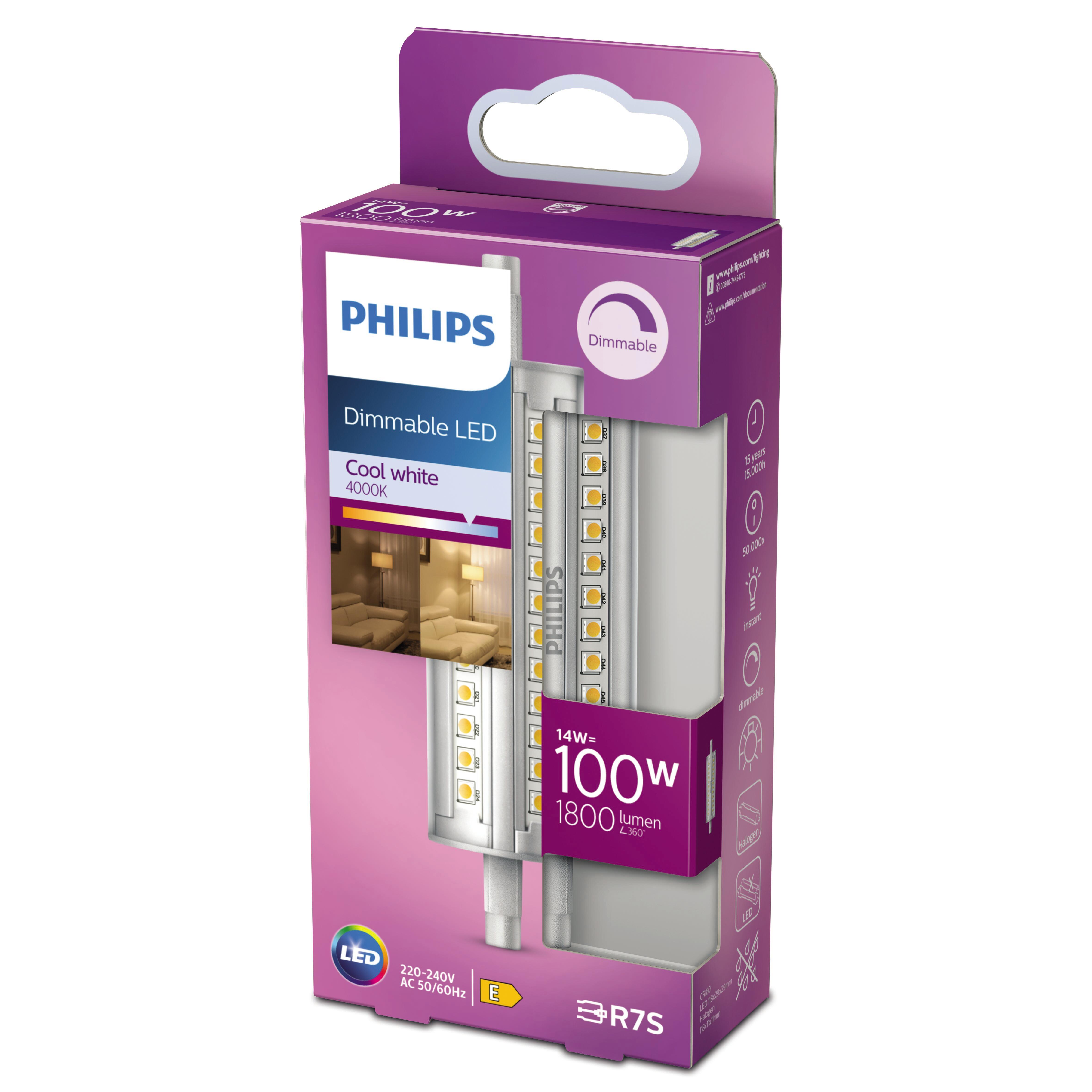 Lampadina LED, R7S lineare, smerigliato, luce naturale, 14W= 1800 LM (equiv 100 W), 360° dimmerabile, PHILIPS - 10