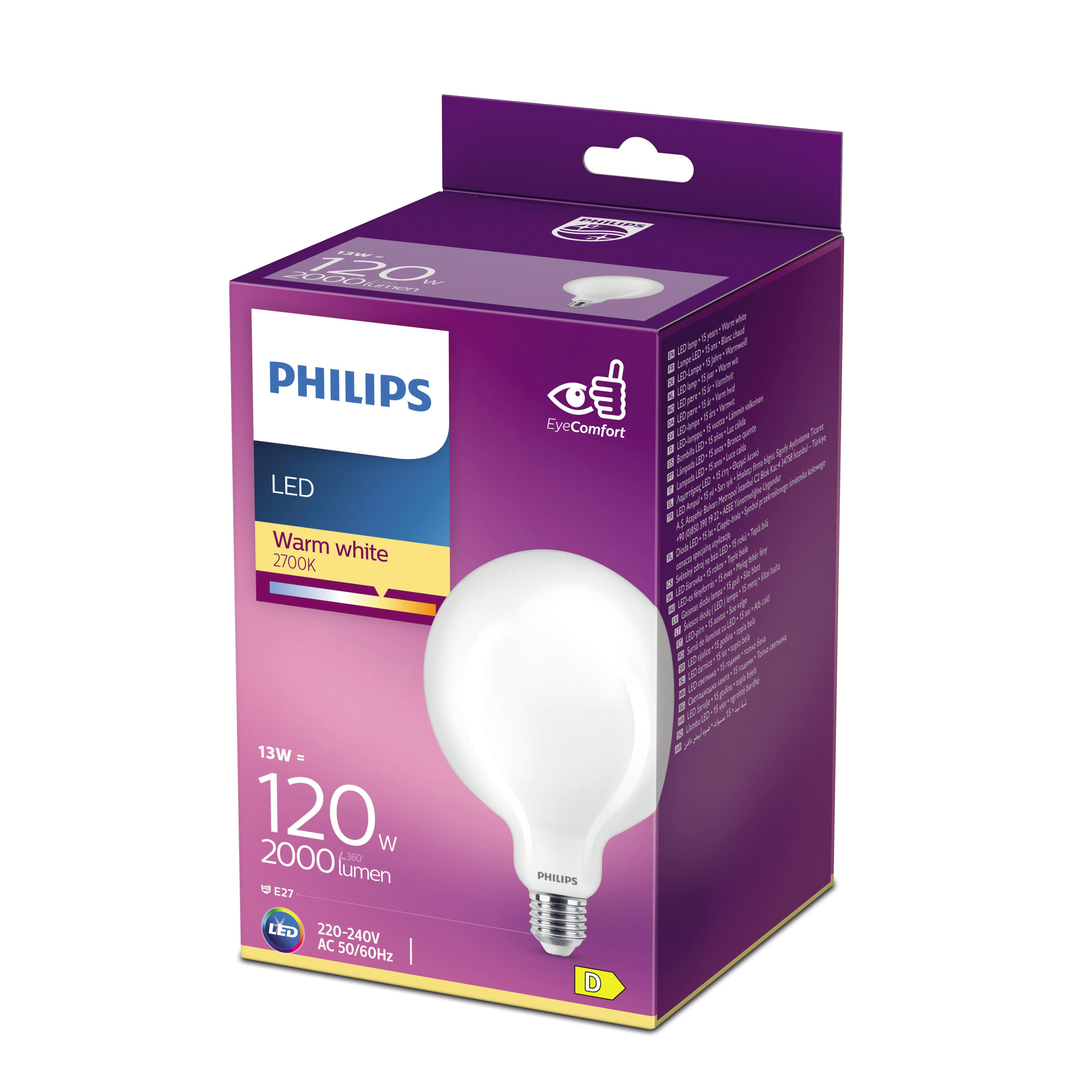Lampadina LED, E27 globo, opaco, 13W = 2000 LM, 200°, PHILIPS - 2