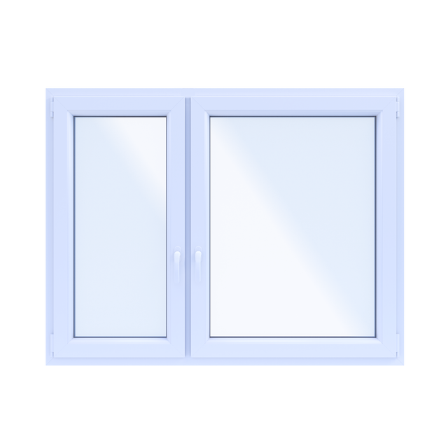 Okno PCV 2-szybowe fasadowe O19 białe 1465x1135 mm otwierane do wewnątrz lewe Witraż