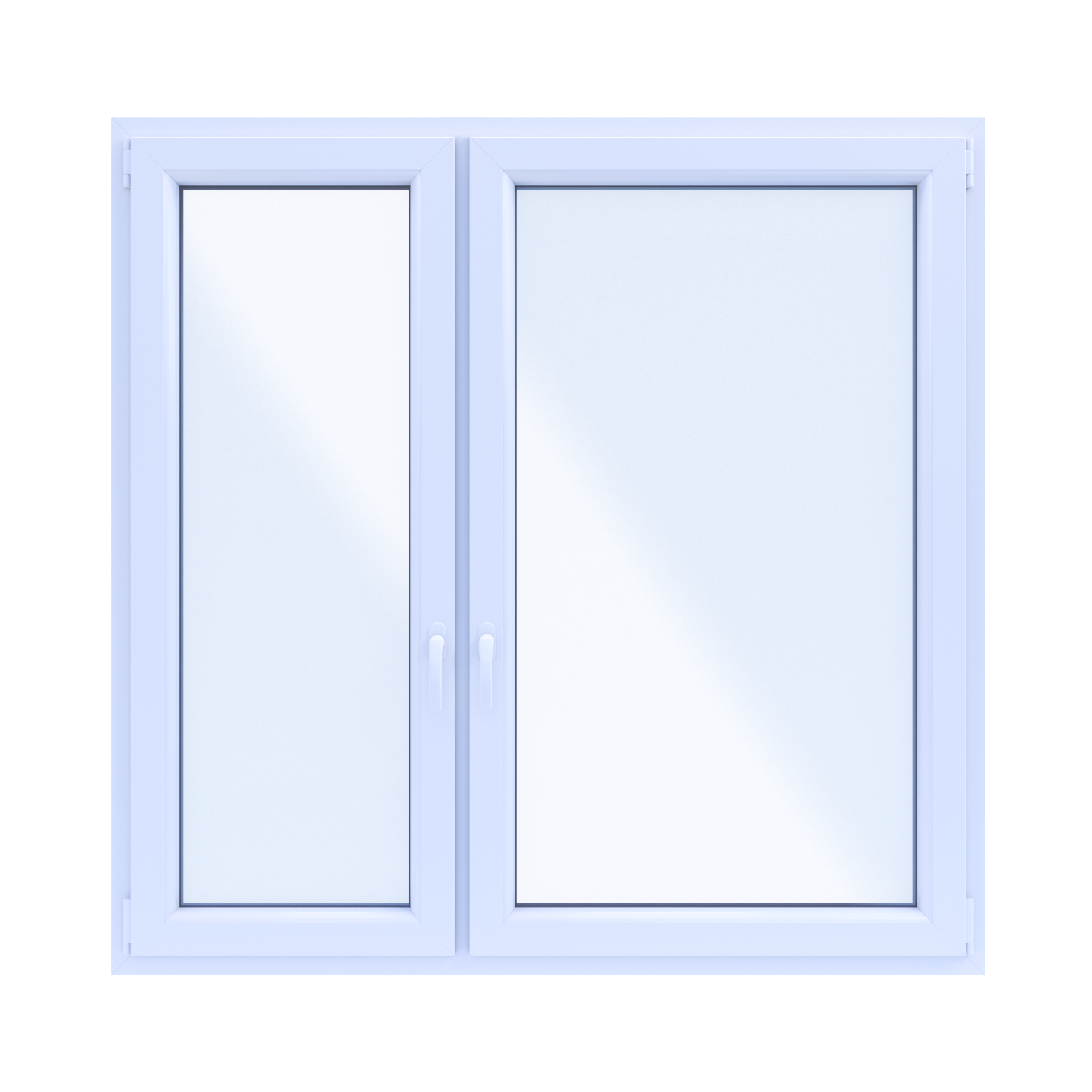 Okno PCV 2-szybowe fasadowe O35 białe 1465x1435 mm otwierane do wewnątrz lewe Witraż