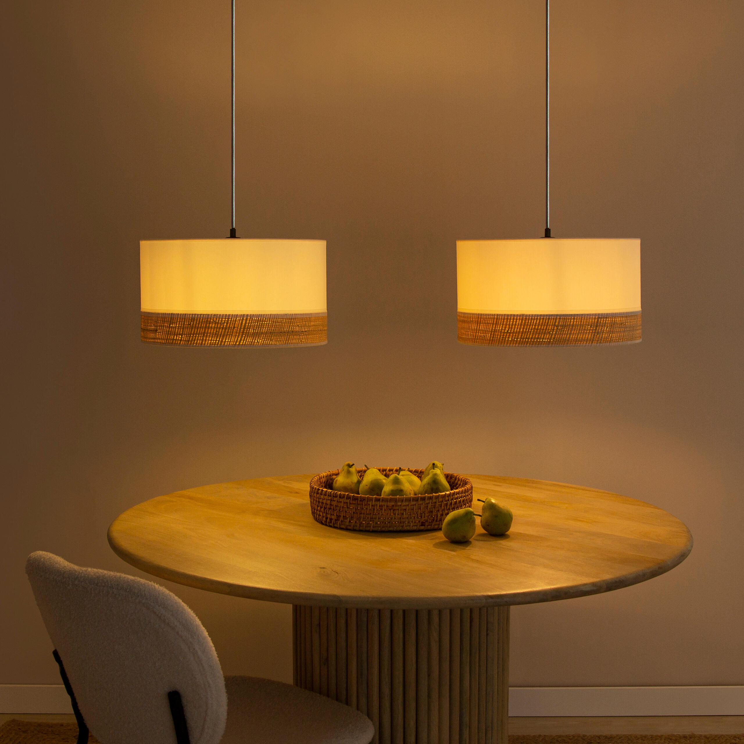 Lámpara de techo camboya 2 luces e27 45 cm blanca