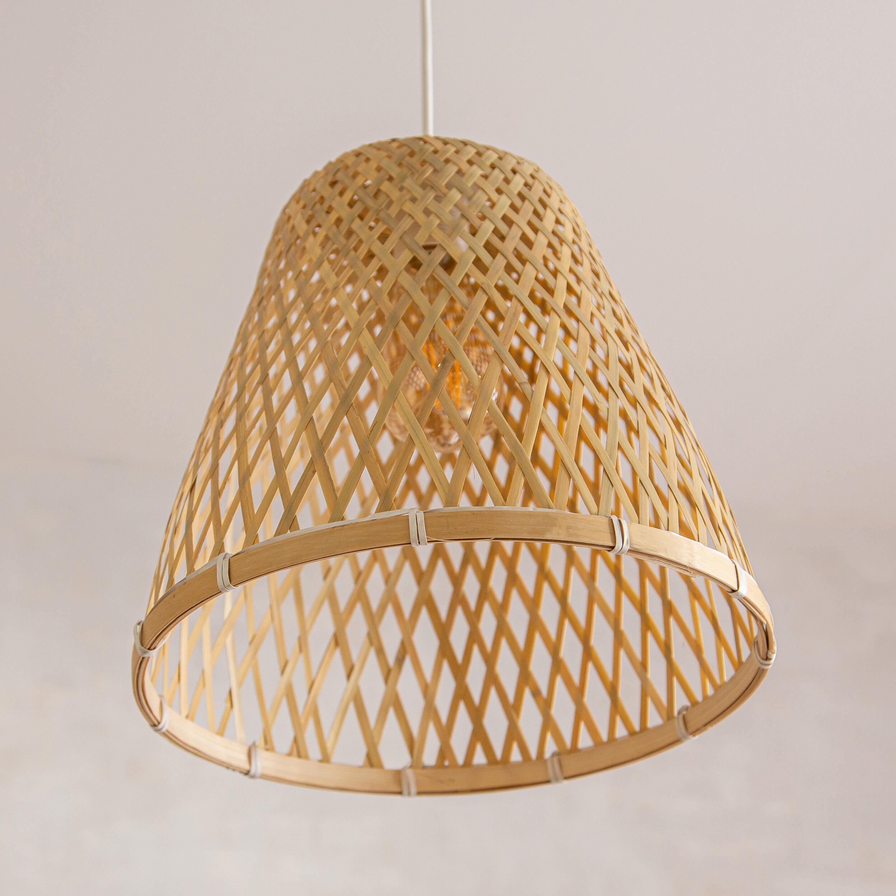 Lámpara de techo colgante de bambú marrón 1 luz E27 Kami 30 cm y altura regulable - 14