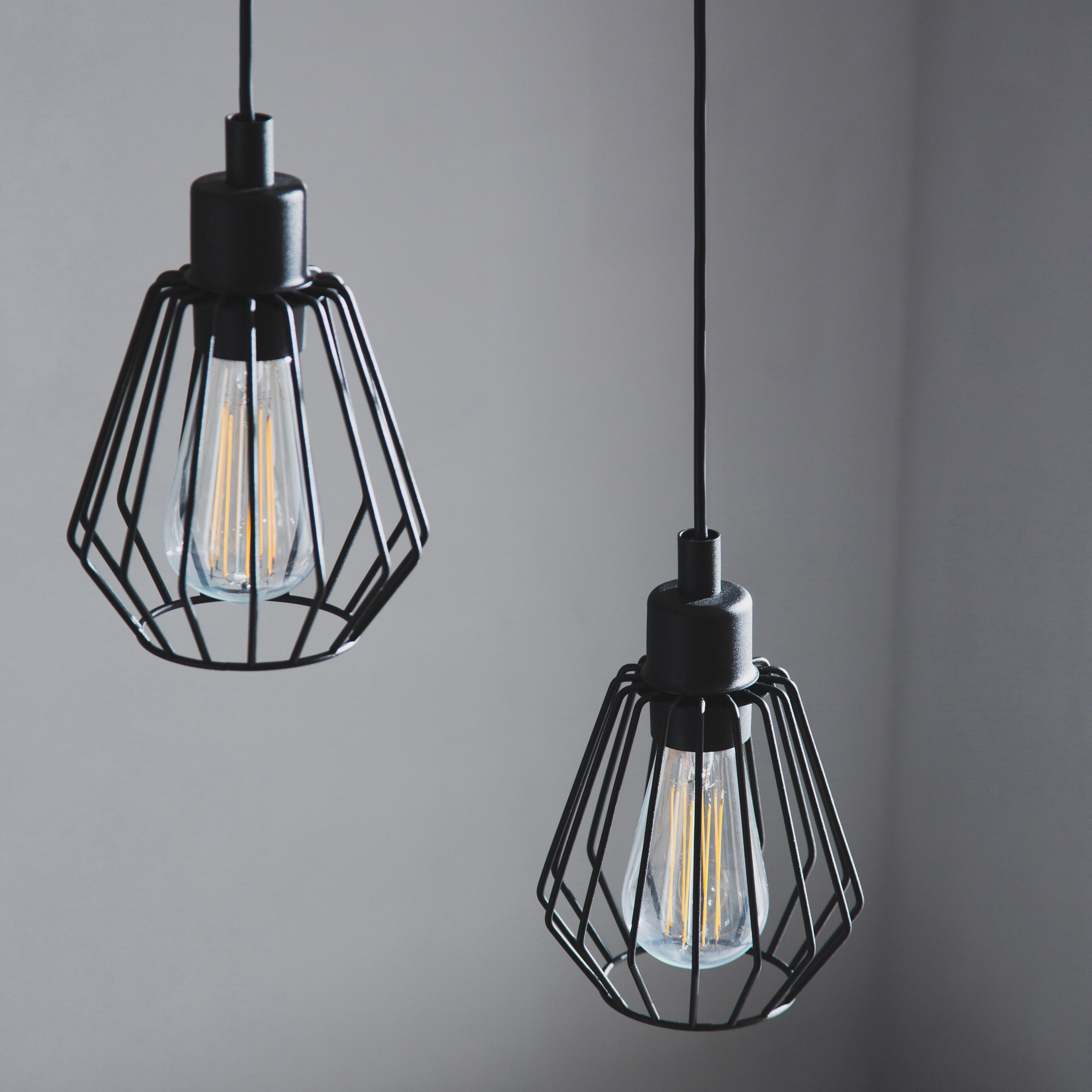 Candeeiro de teto suspenso INSPIRE TABODI E27 3 LUZES METAL/MADEIRA PRETO - 8