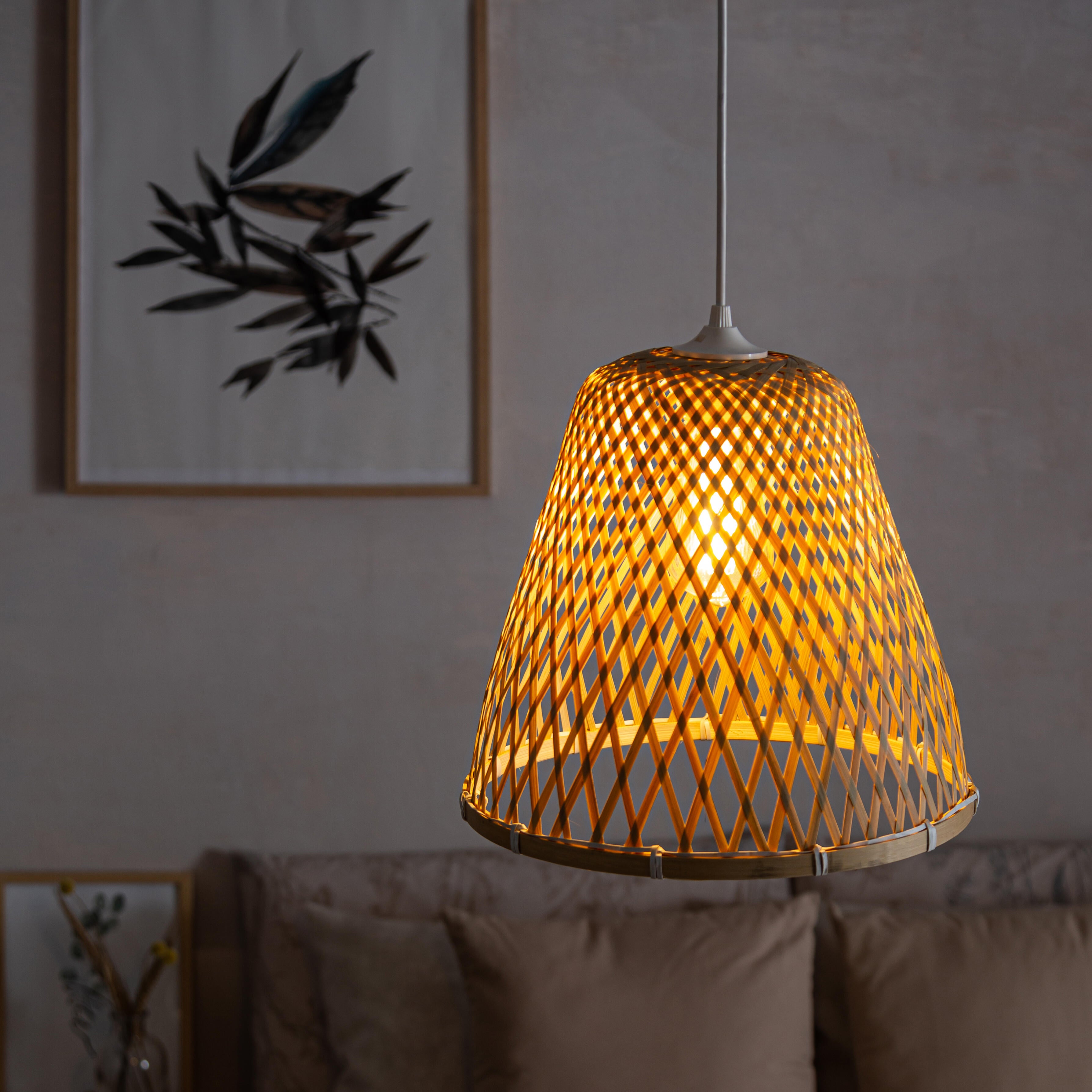Lámpara de techo colgante de bambú marrón 1 luz E27 Kami 30 cm y altura regulable - 13