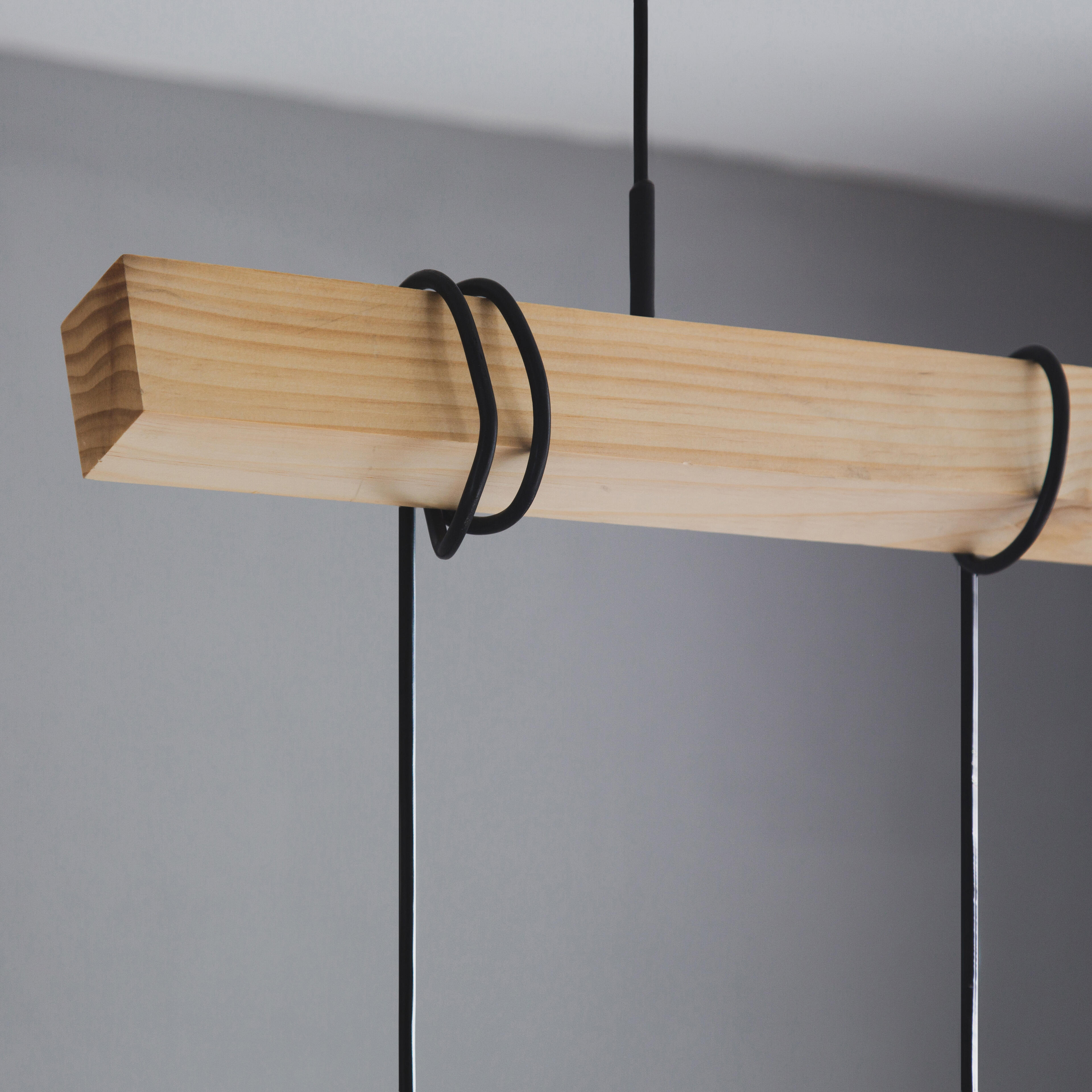 Candeeiro de teto suspenso INSPIRE TABODI E27 3 LUZES METAL/MADEIRA PRETO - 6