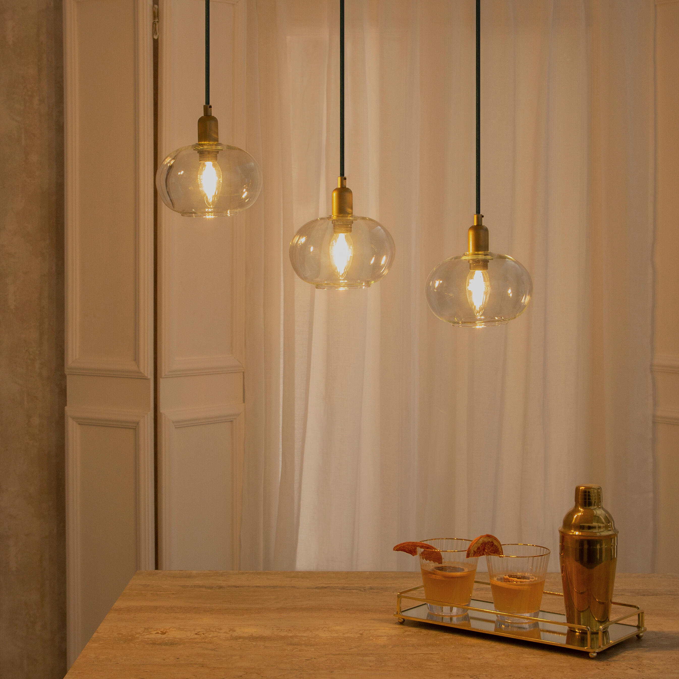 Lámpara de techo zulema regleta 3 luces e14 cristal transparente