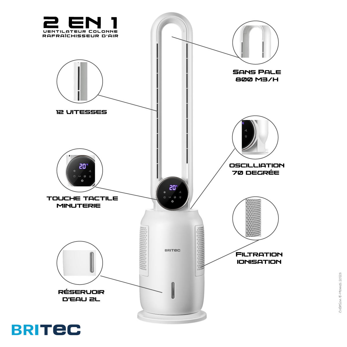 Bioclimatizador evaporativo Britec air fresh 10 - lud led - 7