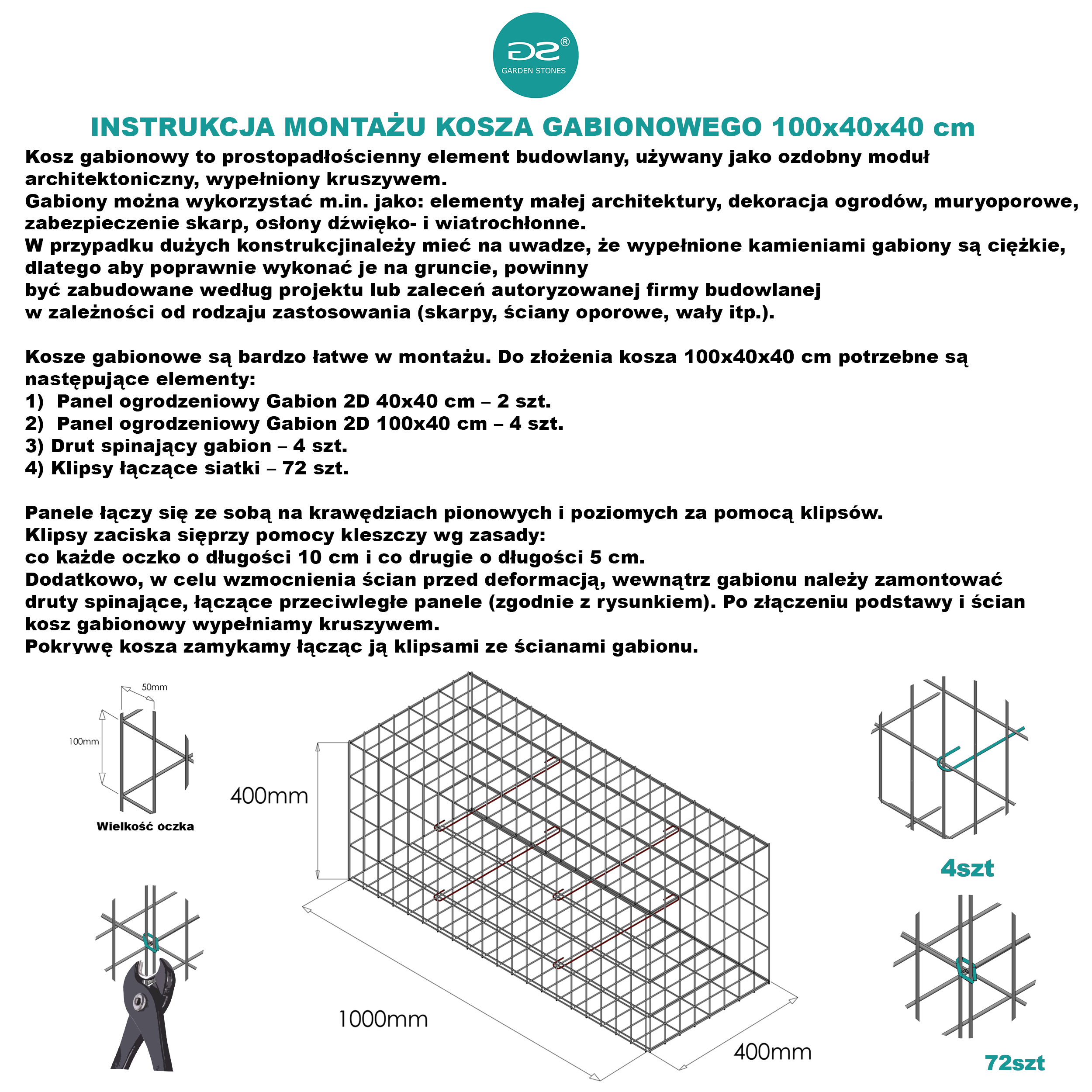 Panel ogrodzeniowy Gabion 2D 40x40 cm ocynk - 7