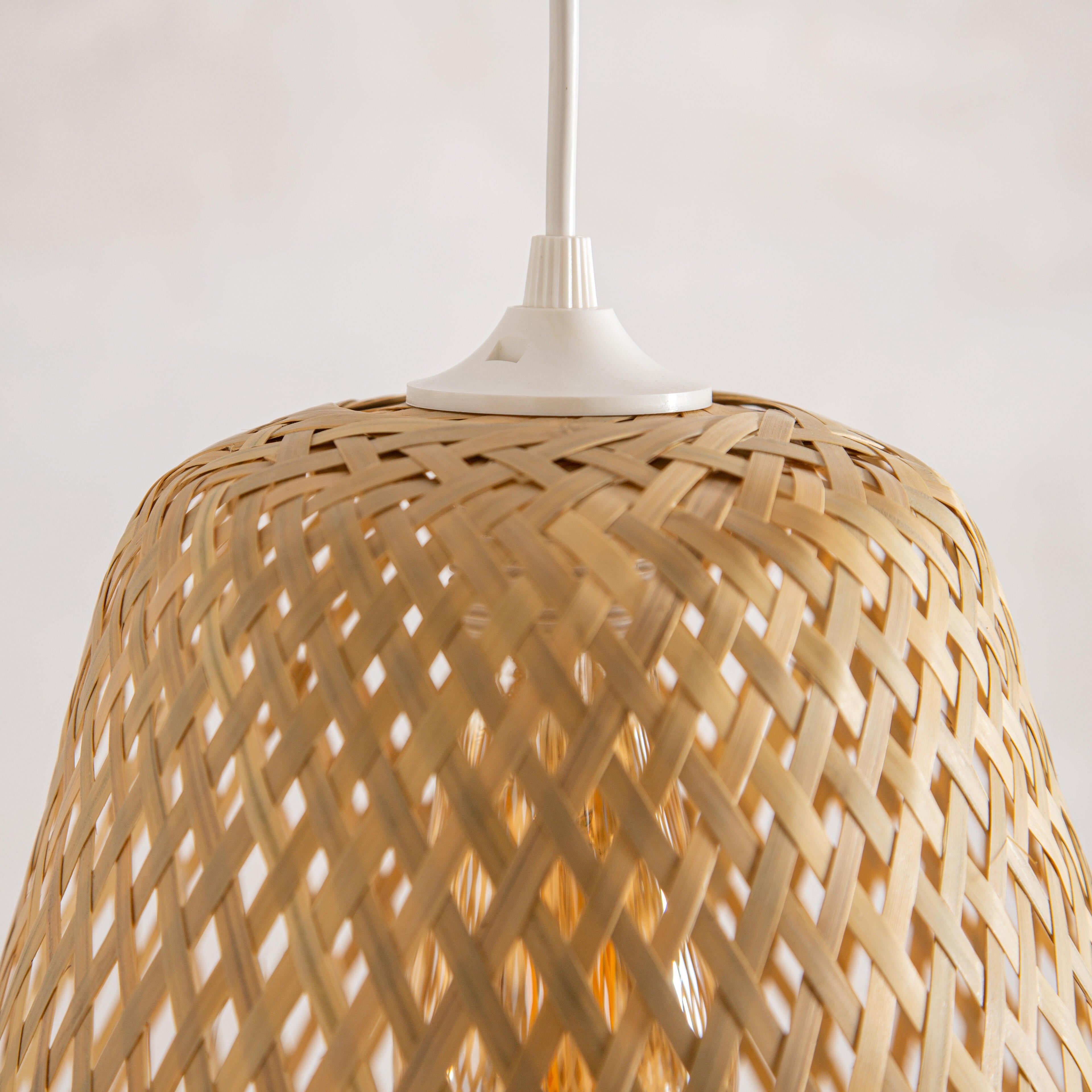 Lámpara de techo colgante de bambú marrón 1 luz E27 Kami 30 cm y altura regulable - 9