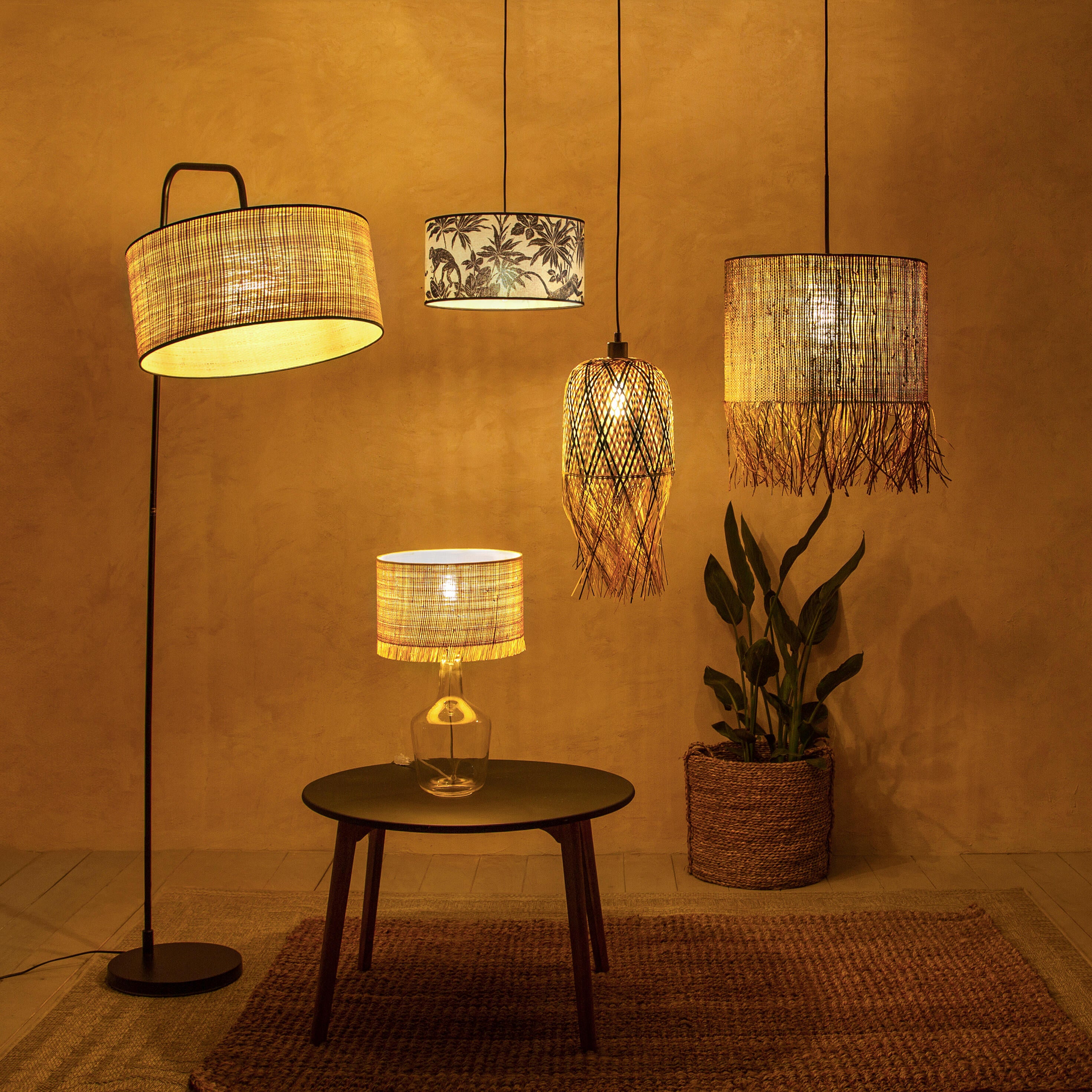 Candeeiro de mesa IBIZA E27 CRISTAL & RAFIA - 8