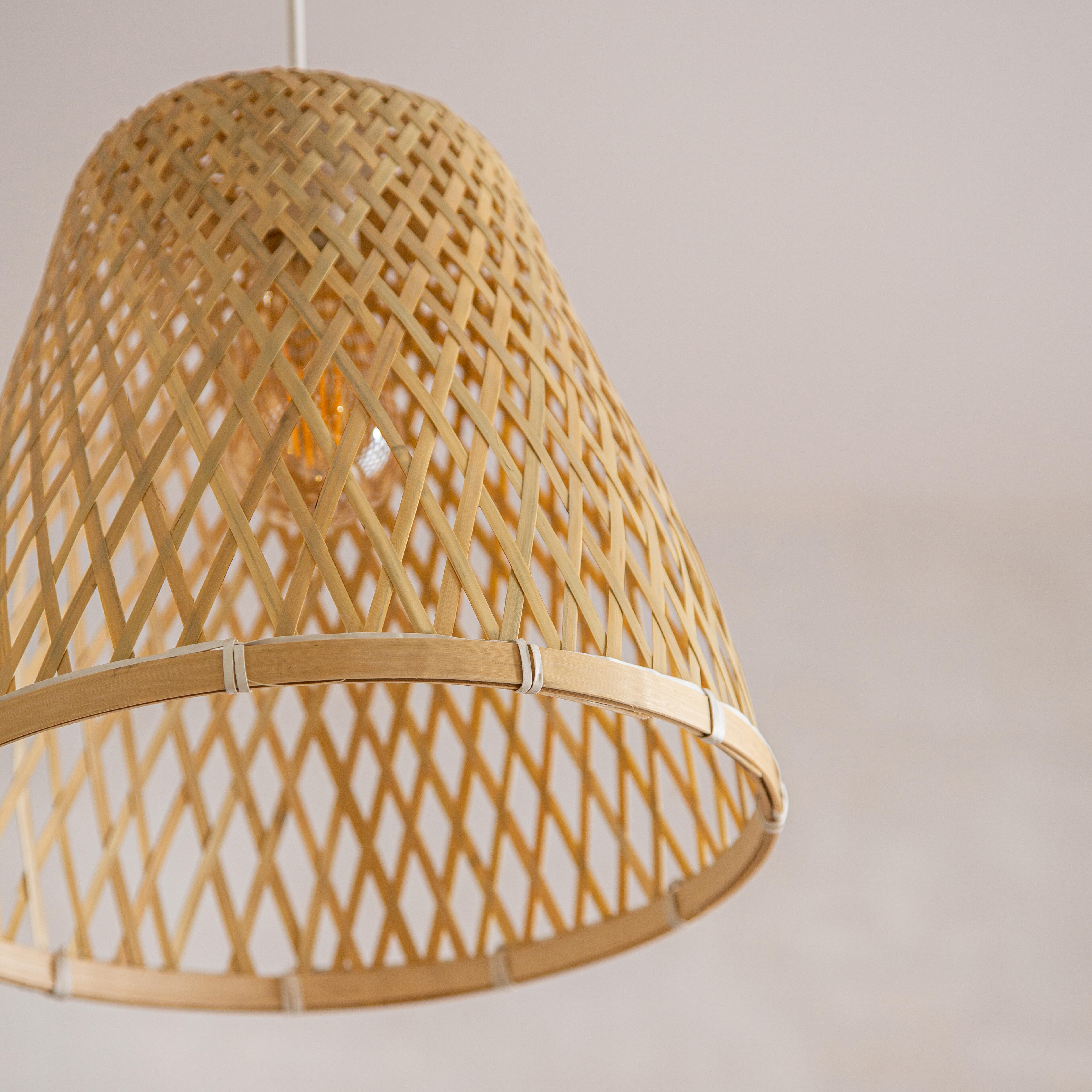 Lámpara de techo colgante de bambú marrón 1 luz E27 Kami 30 cm y altura regulable - 8